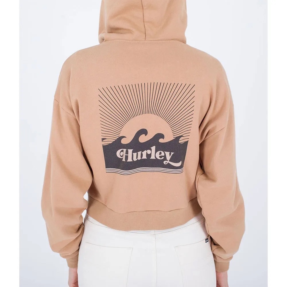 Hurley Tan Hoodie with Wave Graphic